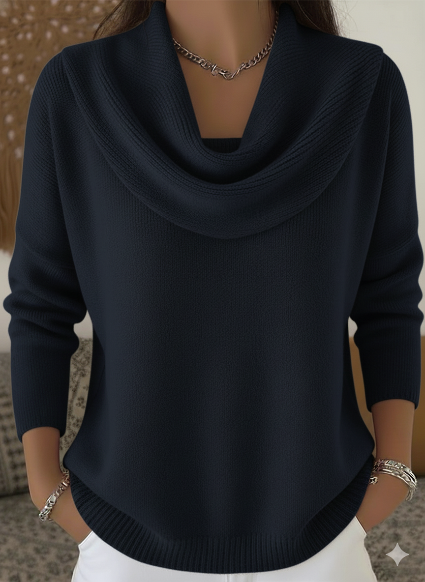 Women's Soft and Elegant Solid Color Ruffled Collar Sweater Top