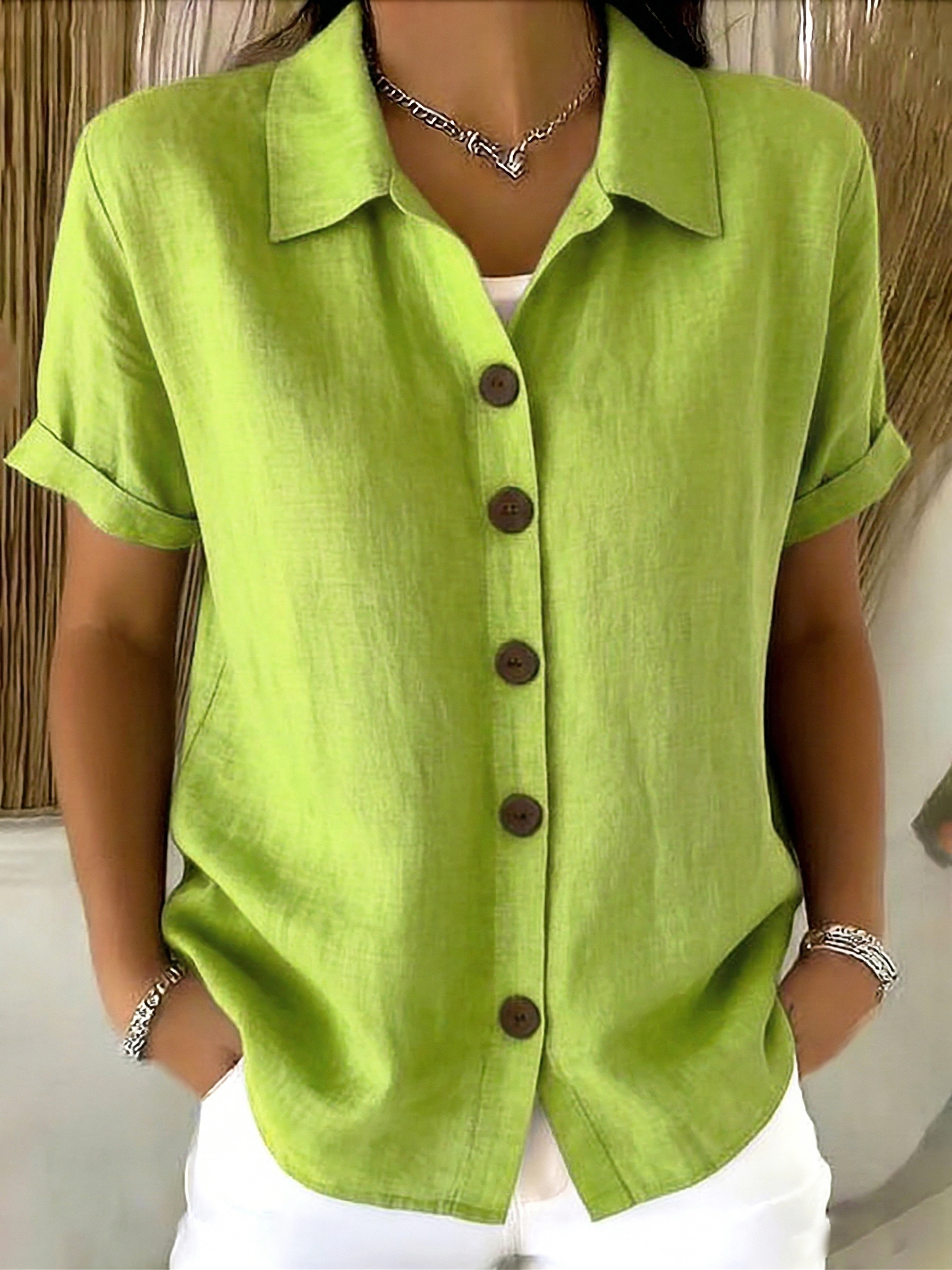 New Arrivals🔥Casual Cozy Basic Button-up Linen-cotton Short-sleeved Shirt