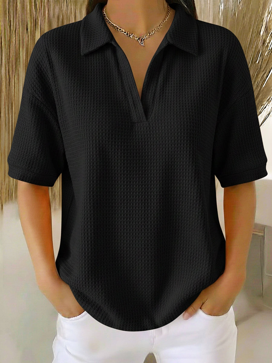 ⏰ LAST DAY SAVE 50% 💥Women's Casual Waffle-knit Short-sleeved Cotton Top