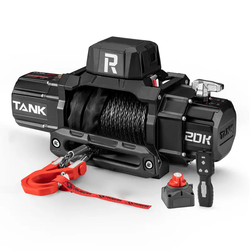 WINCH 20000lb Waterproof Electric Synthetic Rope Winch 12V with Hawse Fairlead,Black Rope,for Truck SUV,2 in 1 Infrared Remote Control