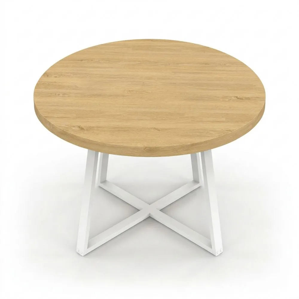 Mesa de Comedor Redonda Extensible para 4-8 Personas de Madera y Blanco, 110-150 cm-Wohnlichter