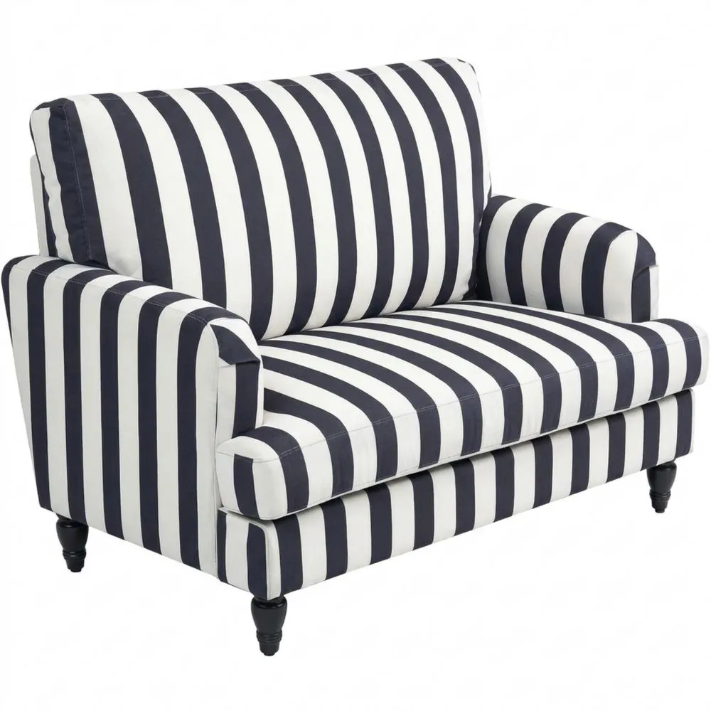 Sillón de Sala con Asiento Amplio y Reposabrazos Largos en Terciopelo a Rayas-Wohnlichter