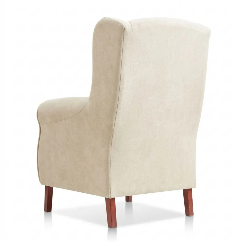Sillón Orejero Tapizado en Tela Beige Resistente a Manchas-Wohnlichter