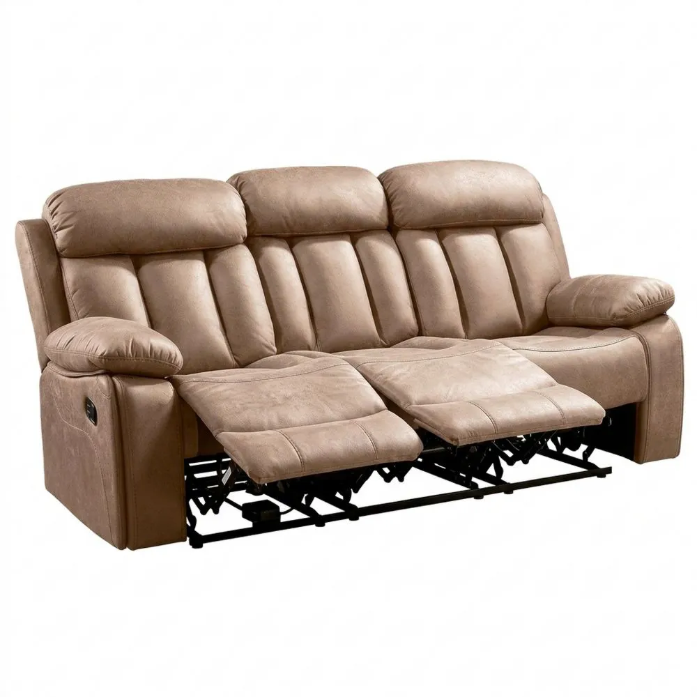 Sofá 3 plazas reclinable en tela beige-Wohnlichter