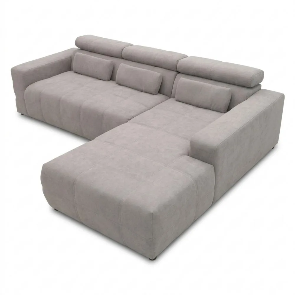 Sofá Esquinero con Respaldo en L y Rincón Acolchado, 285 x 175 x 98 cm, Gris-Wohnlichter