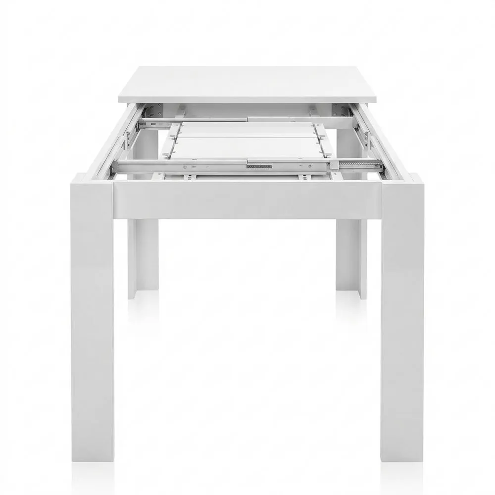 Mesa de comedor extensible de madera blanca para salón o cocina-Wohnlichter