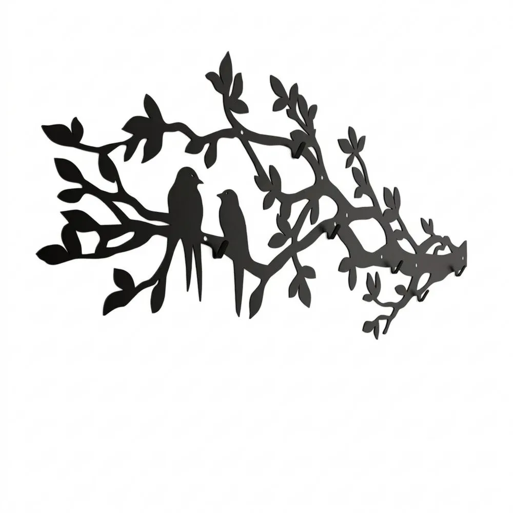 Perchero de Pared Moderno para Entrada con 6 Ganchos 105 x 50 cm en Negro-Wohnlichter