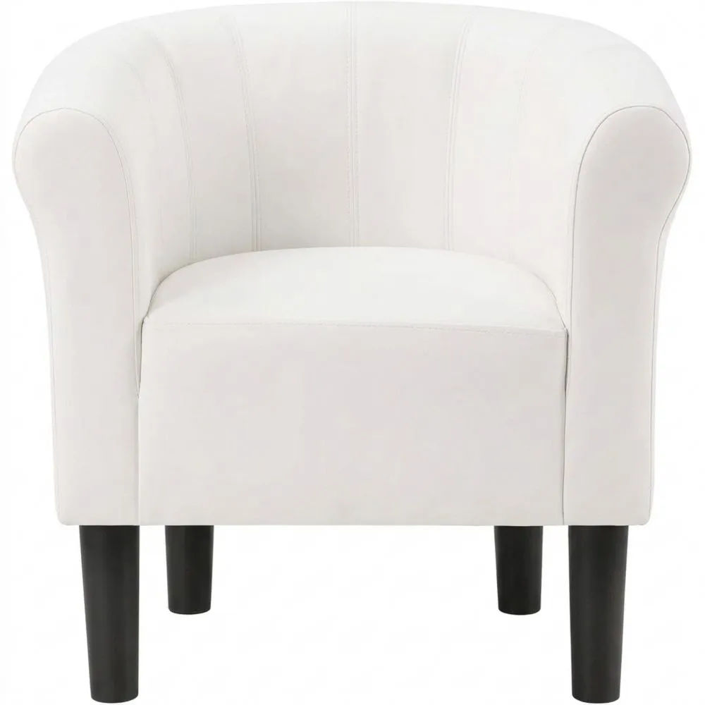 Sillón Relajante Elegante 70x70x58cm Asiento Cómodo de Cuero Sintético Blanco-Wohnlichter