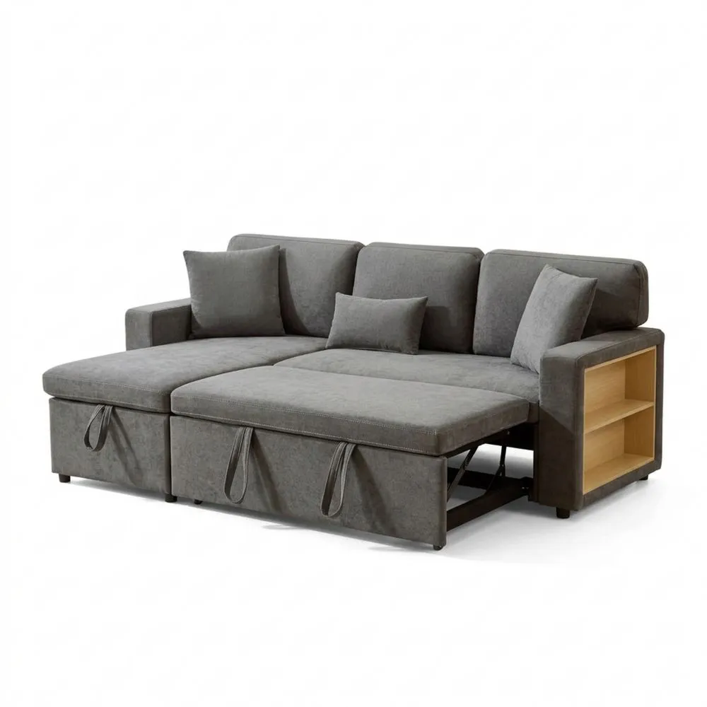 Sofá chaise longue en L con función de cama y almacenamiento-Wohnlichter