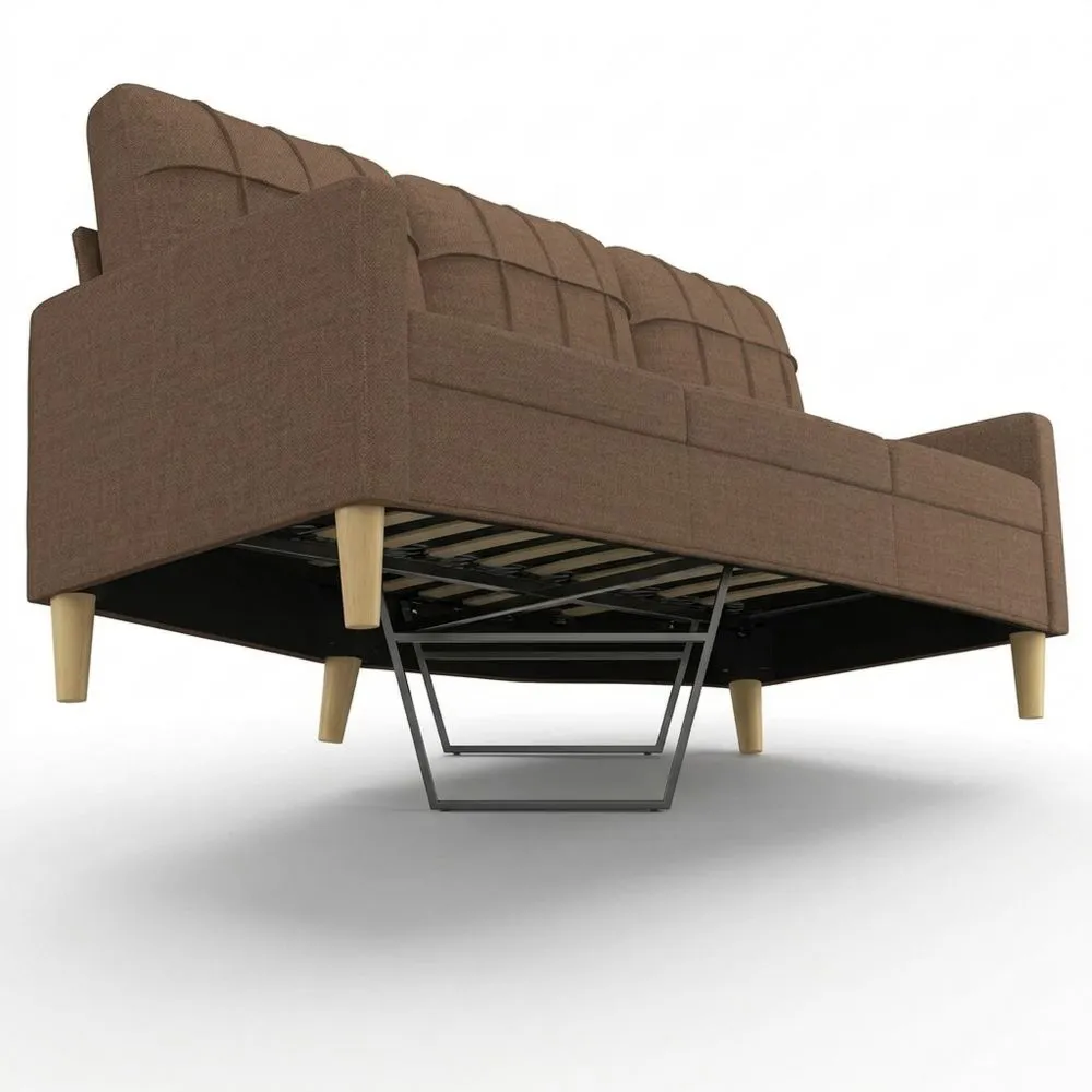 Sofá de Tela Marrón de 3 Plazas 180 cm-Wohnlichter