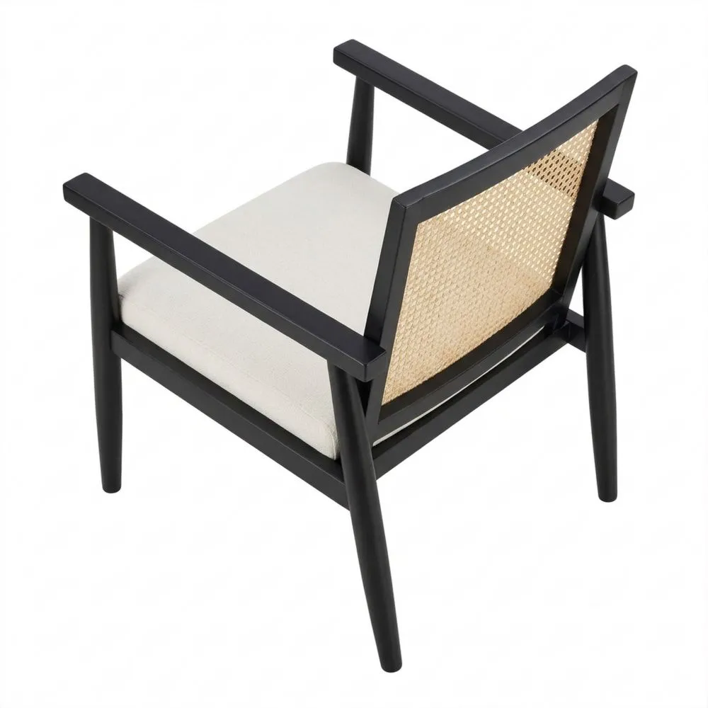 Sillón de Mimbre Vintage con Cojín Desmontable y Amplio Respaldo para Sala de Estar-Wohnlichter