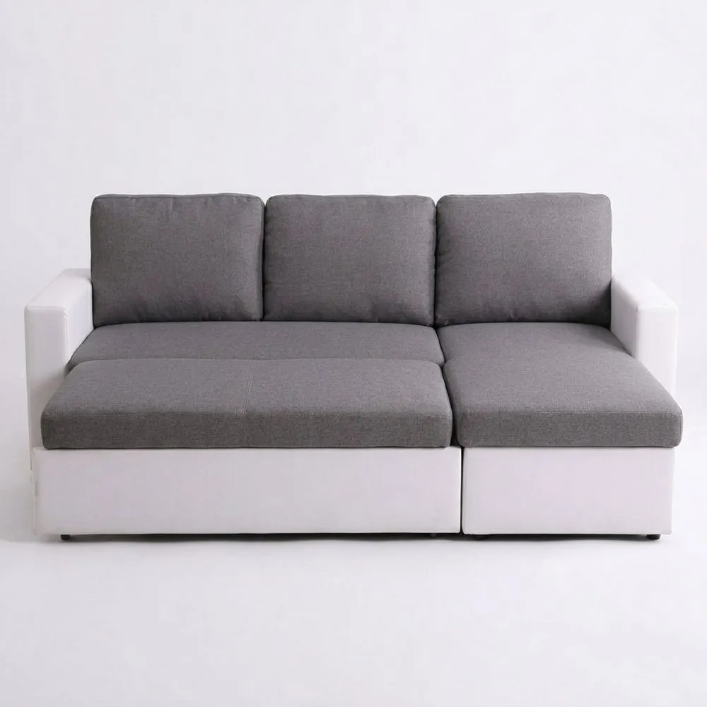 Sofá esquinero convertible de 3 plazas - Gris/Blanco-Wohnlichter