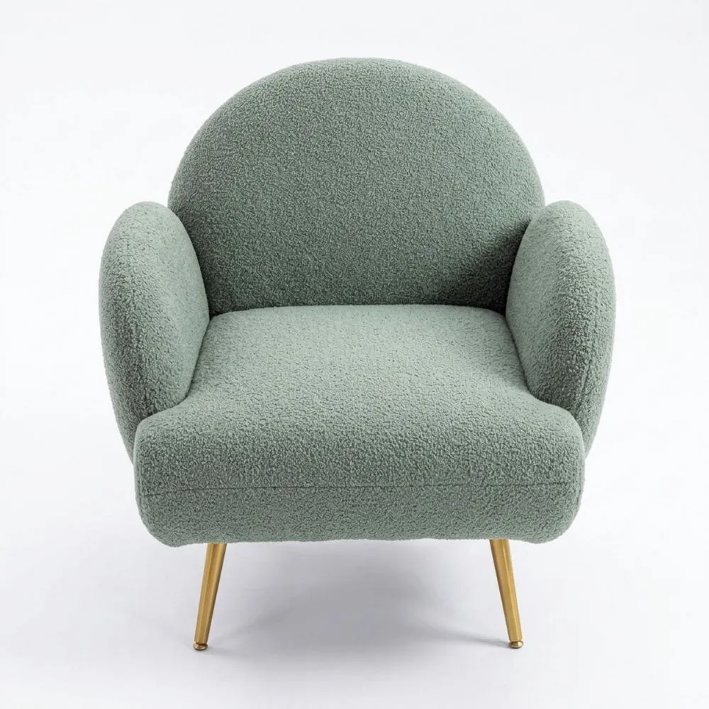 Sillón Moderno Tapizado con Patas de Metal Negras para Salón, Dormitorio, Balcón, Estudio, Verde-Wohnlichter