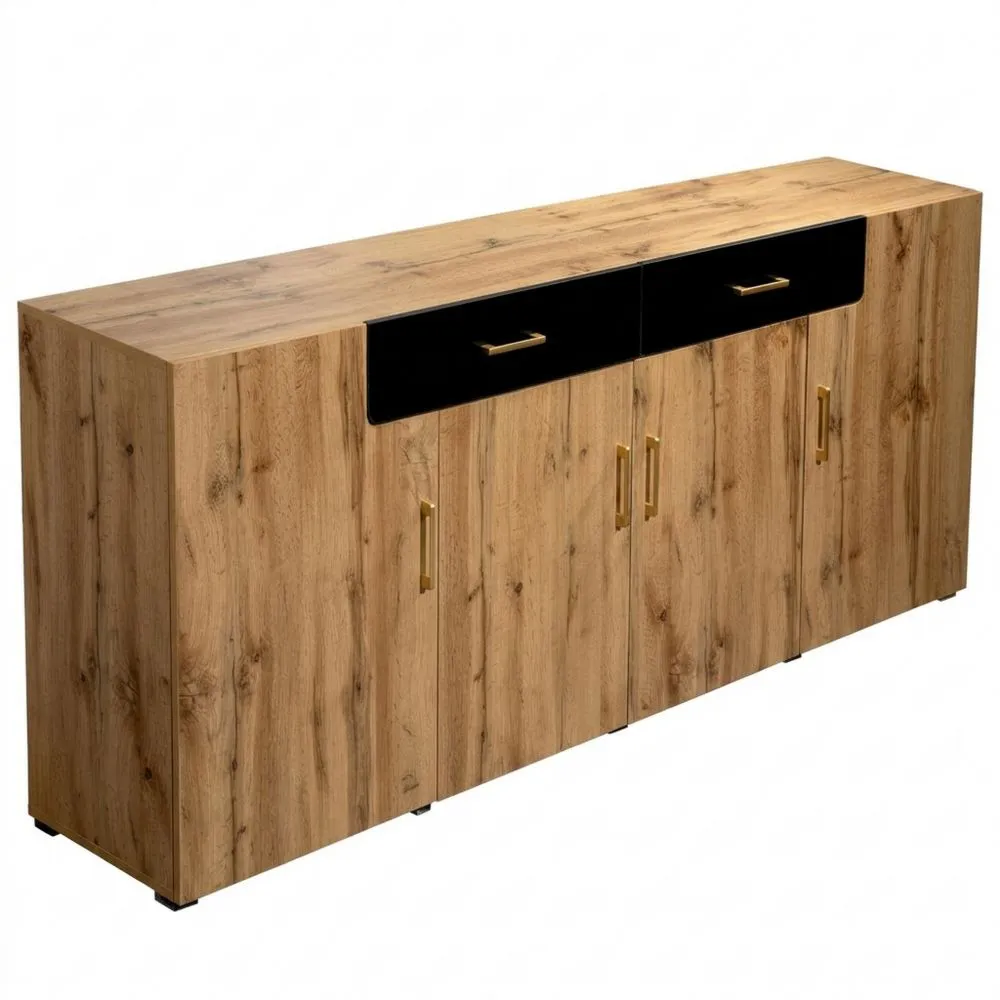 Aparador de Madera con 4 Puertas y 2 Cajones para Salón o Comedor-Doucenestes