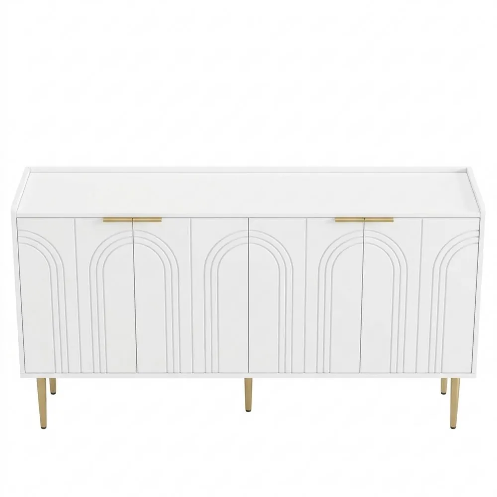 Aparador Blanco con Puertas y Estantes Ajustables para Salón o Cocina-Doucenestes