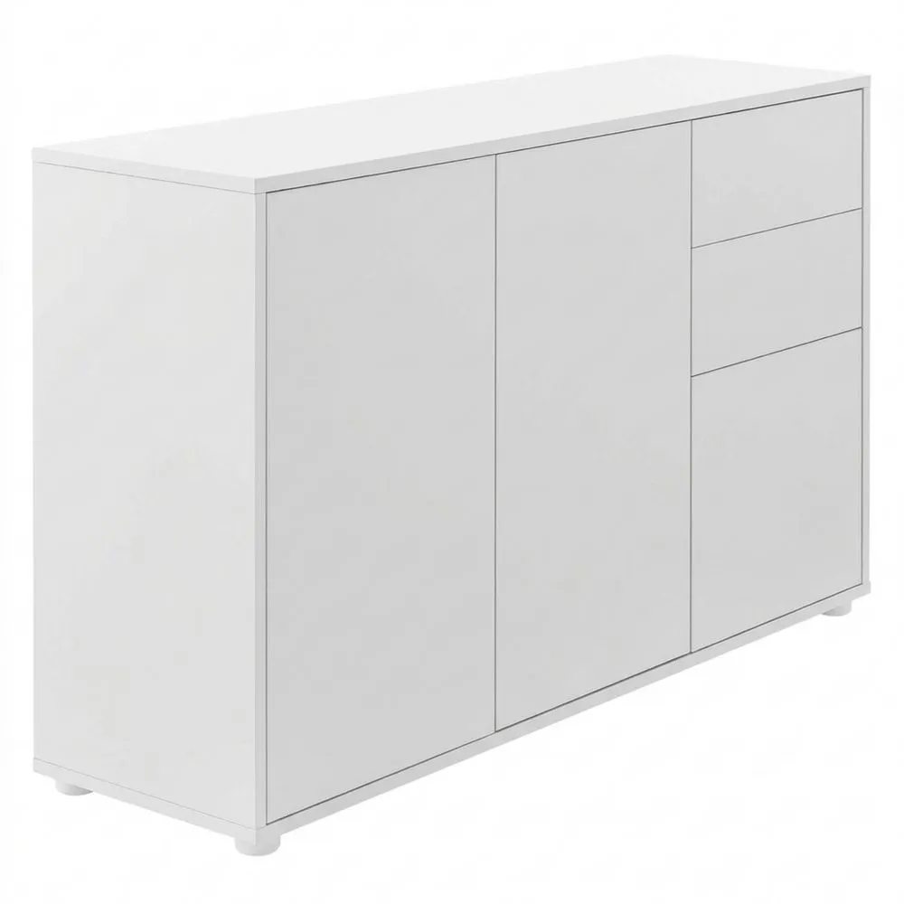 Aparador Multifuncional con Cajones y Puertas en Blanco Mate-Doucenestes