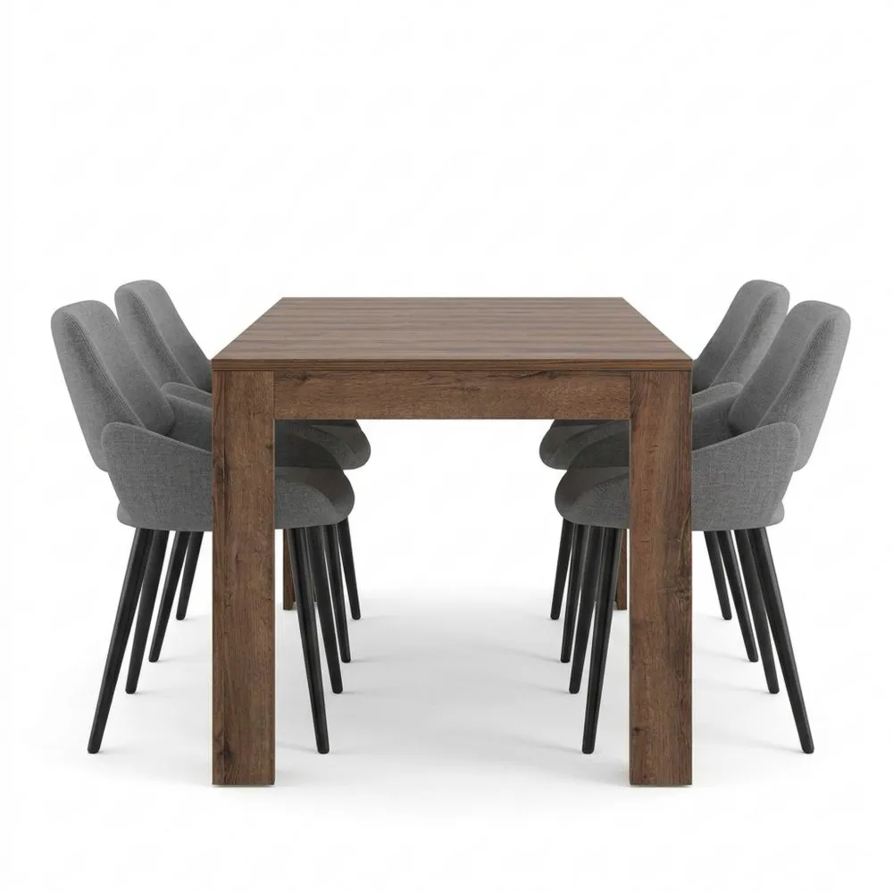 Mesa de comedor extensible de madera y metal-Doucenestes