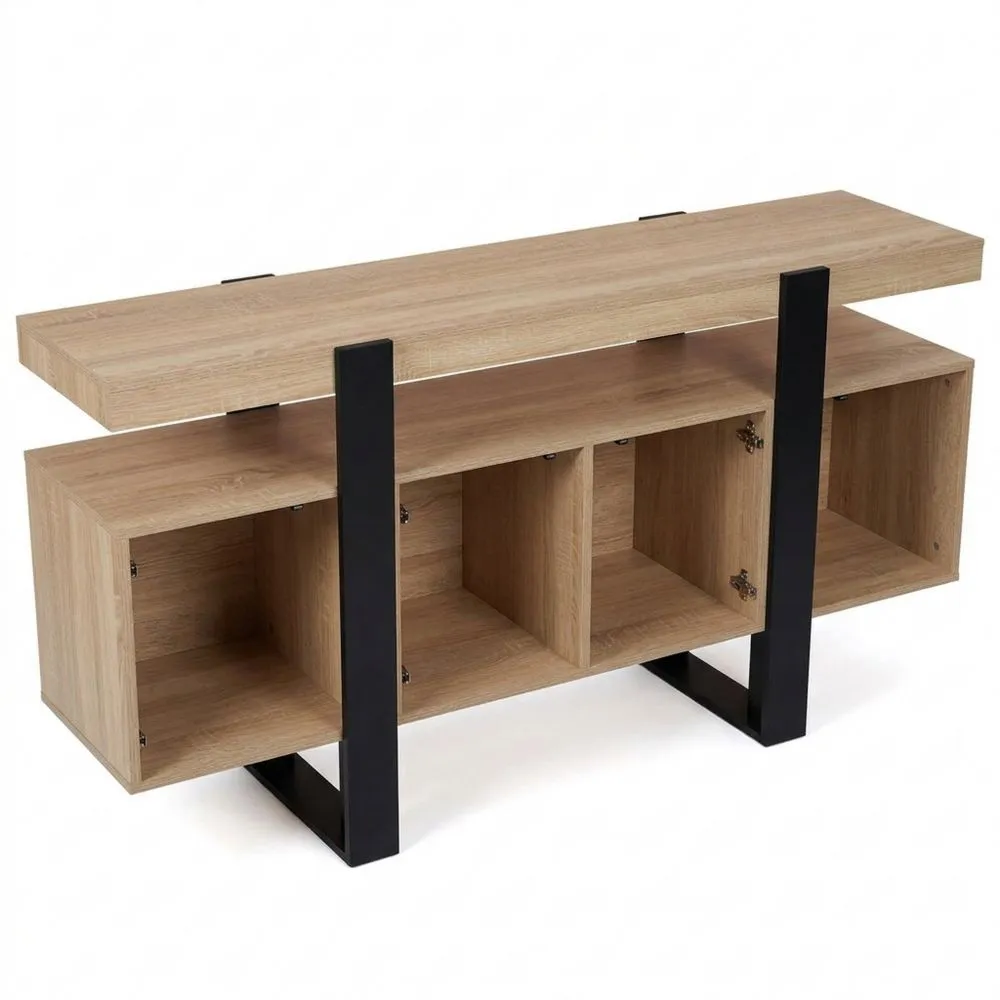 Aparador de Madera Negro de 4 Puertas 160 cm-Doucenestes