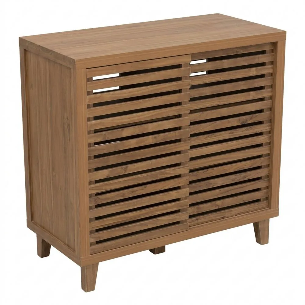 Aparador con puertas correderas y hojas caladas para sala de estar-Doucenestes