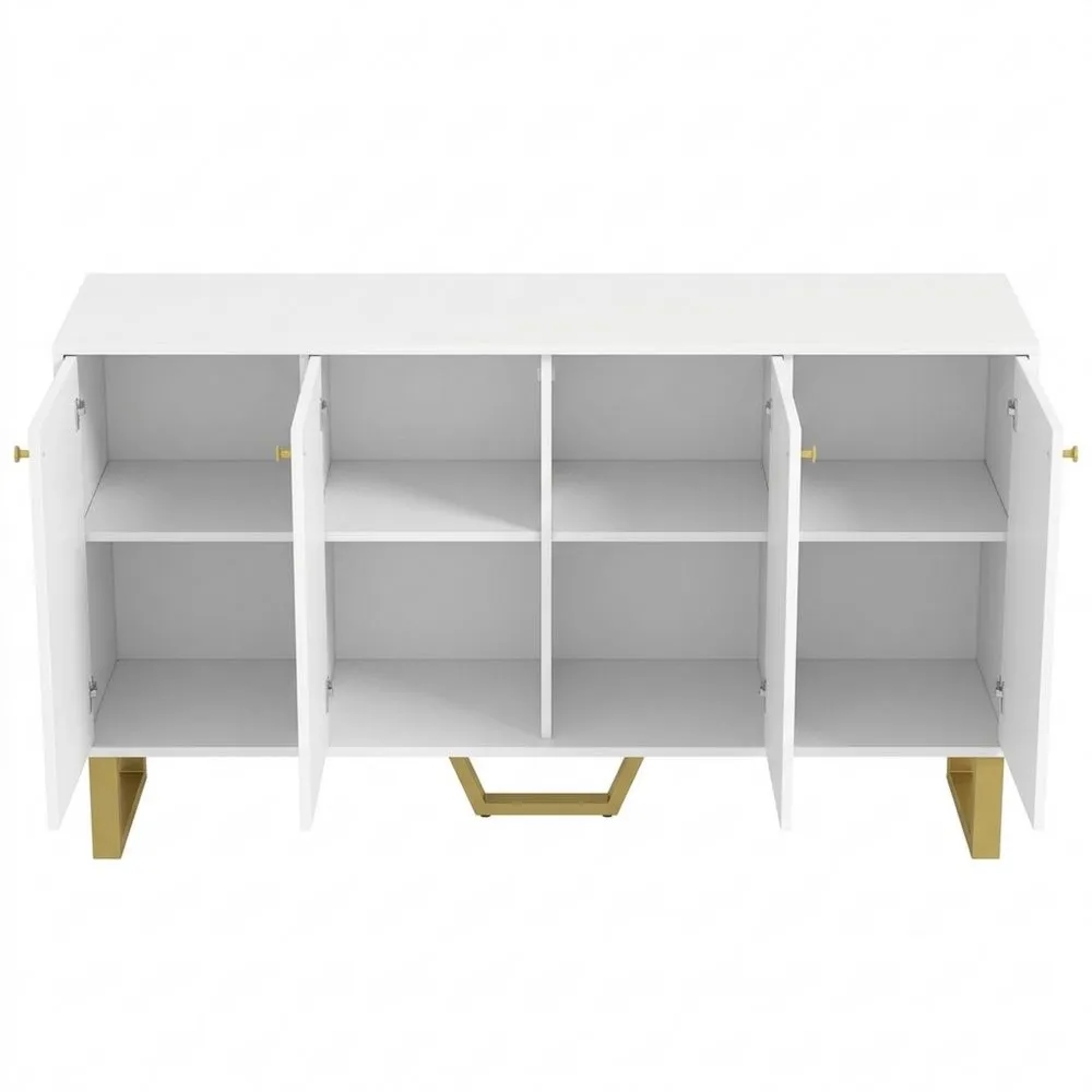 Aparador Moderno con Estantes Ajustables y Patas Doradas para Salón-Doucenestes