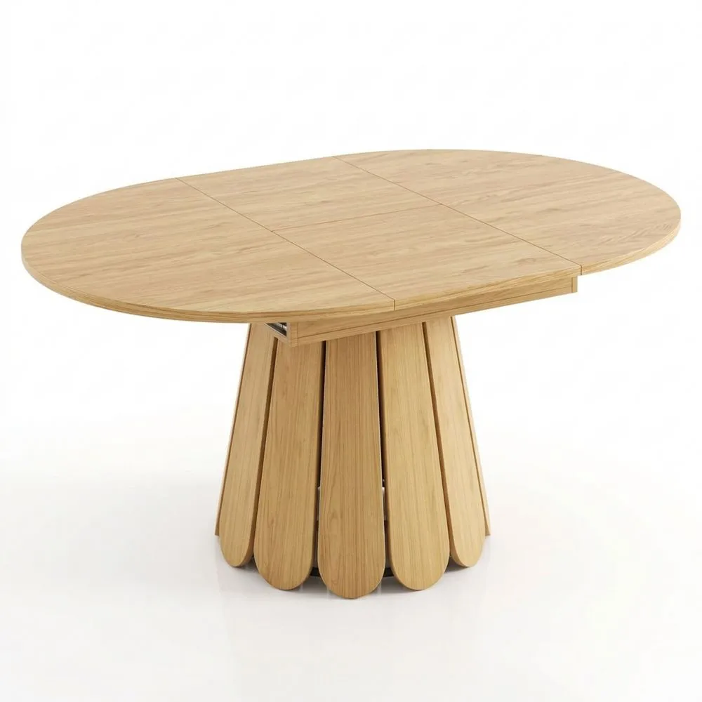 Mesa de comedor extensible de madera redonda a ovalada 118-158 cm-Doucenestes