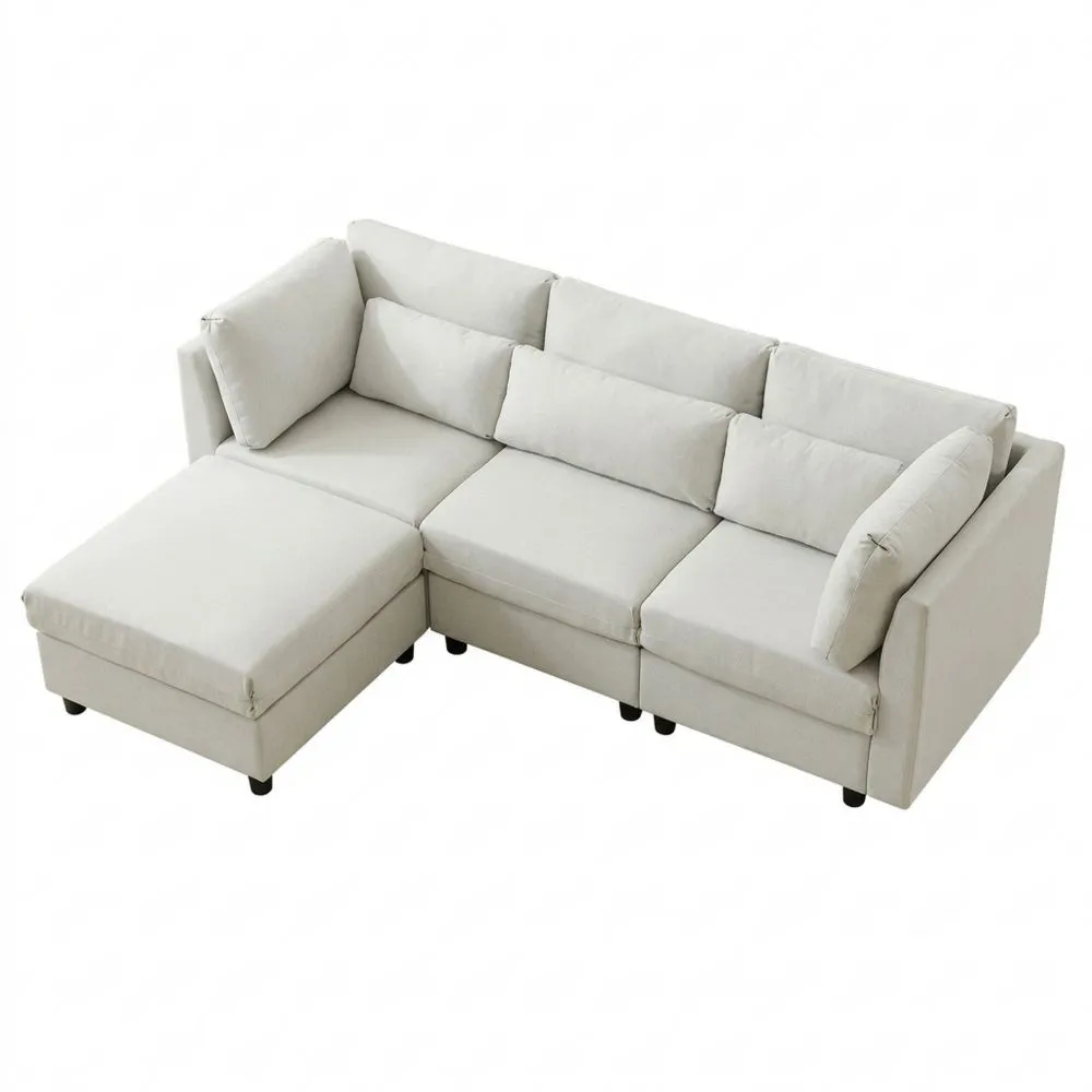 Sofá Esquinero en L 3 Plazas Diseño Moderno con Reposapiés y Función de Cama-Traumblicks