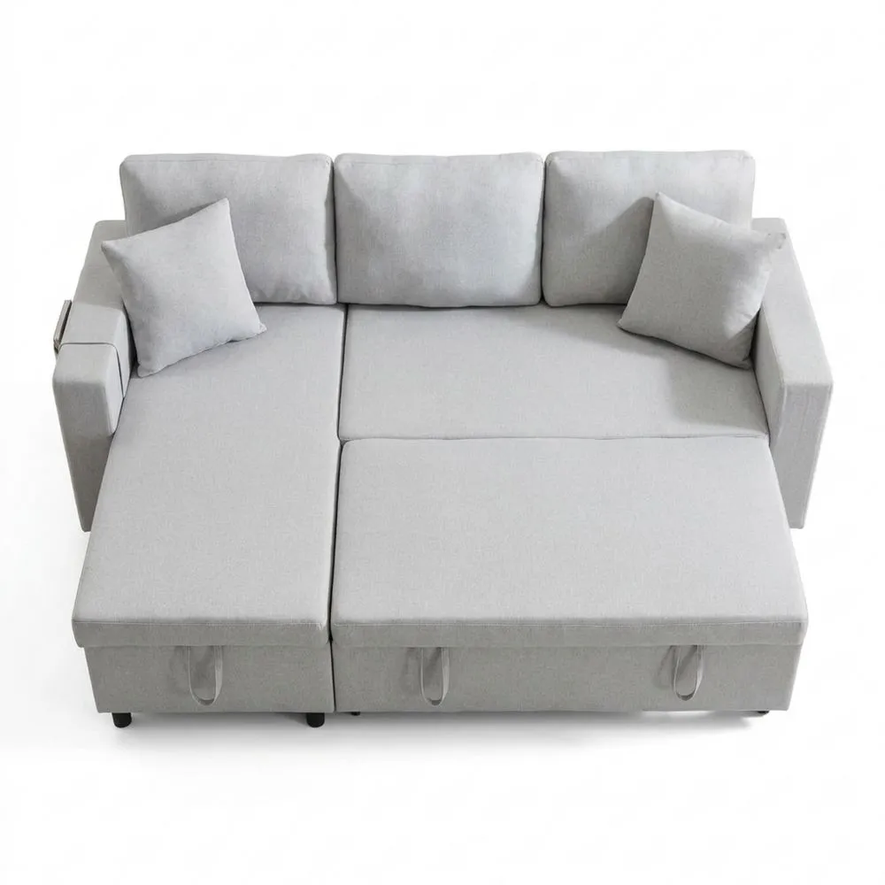 Sofá cama con función de dormir y chaise longue en L con espacio de almacenamiento-Traumblicks