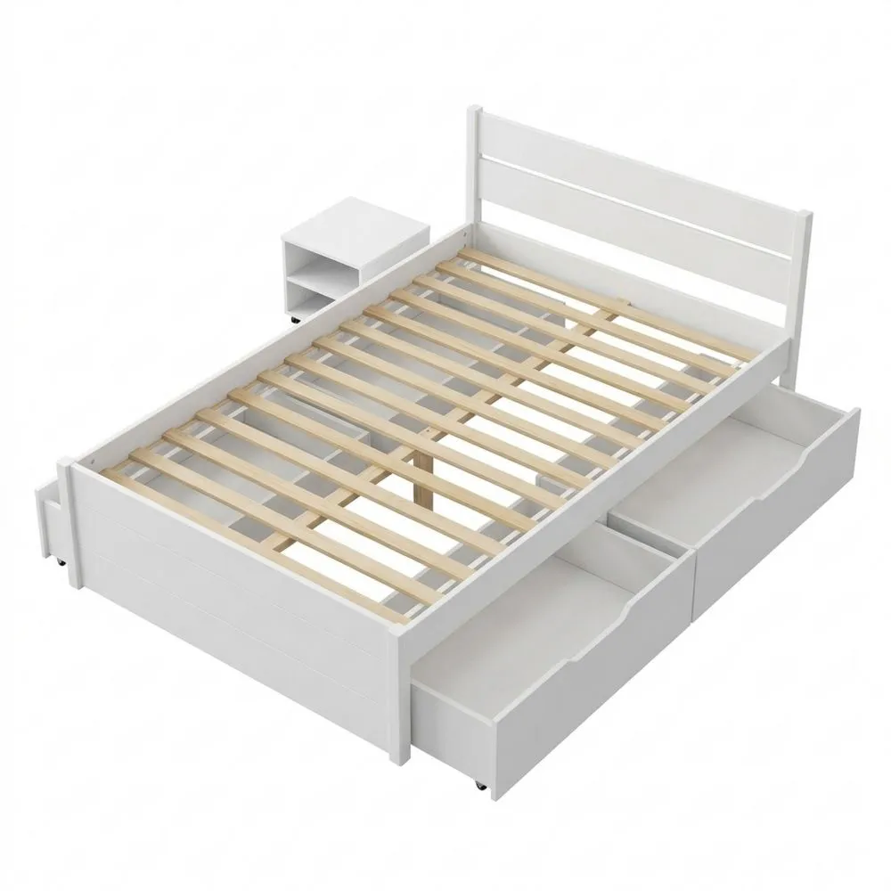 Cama Doble con Cama Nido y Almacenaje de Pino Macizo-Traumblicks