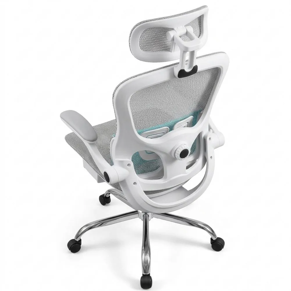 Silla de Oficina Ergonómica con Reposabrazos y Reposacabezas Ajustables-Traumblicks