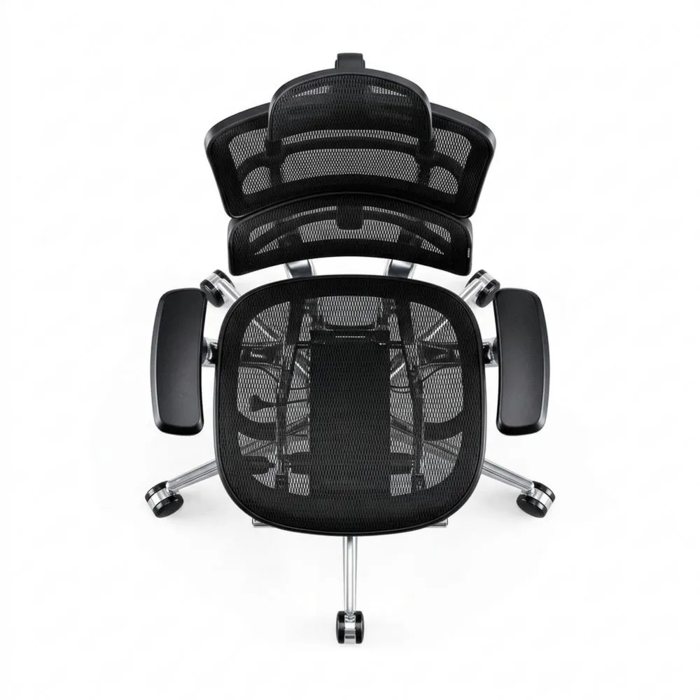 Silla ergonómica de oficina con apoyabrazos ajustables y reposapiés-Traumblicks