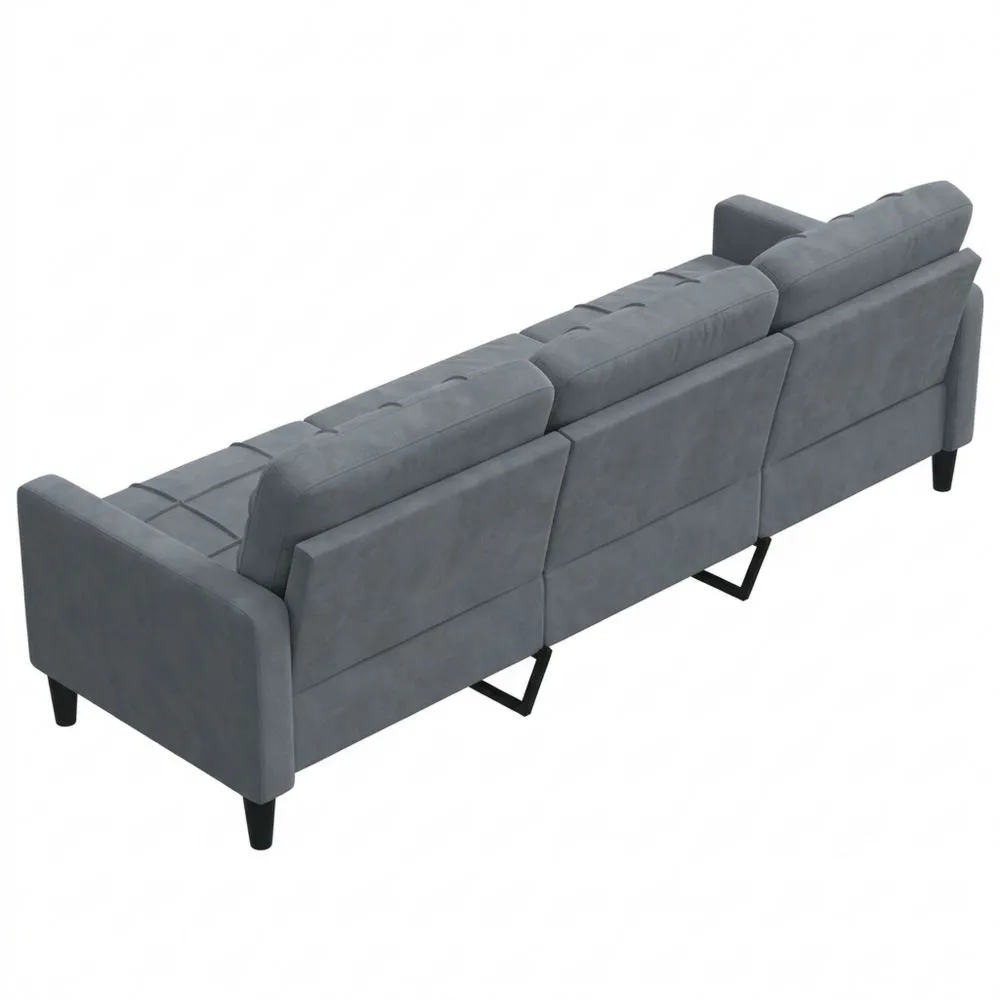 Sofá de 3 Plazas de Terciopelo Gris Oscuro 210cm