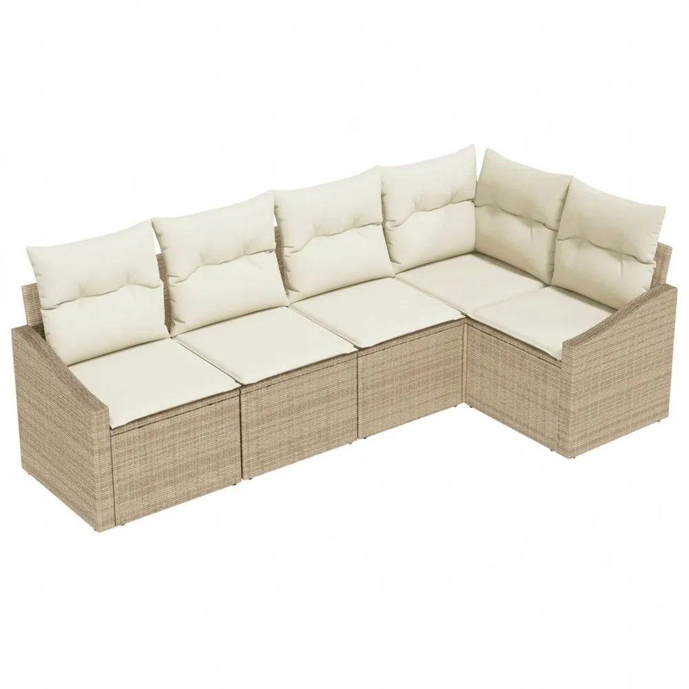 Juego de comedor para jardín con cojines beige para 4 personas