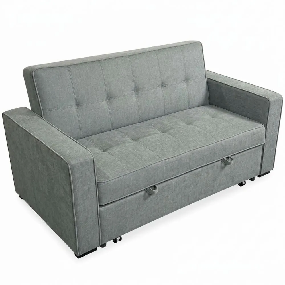 Sofá Cama de 2 Plazas, Diseño Moderno y Elegante, Práctico y Funcional, con Reposabrazos, Gris