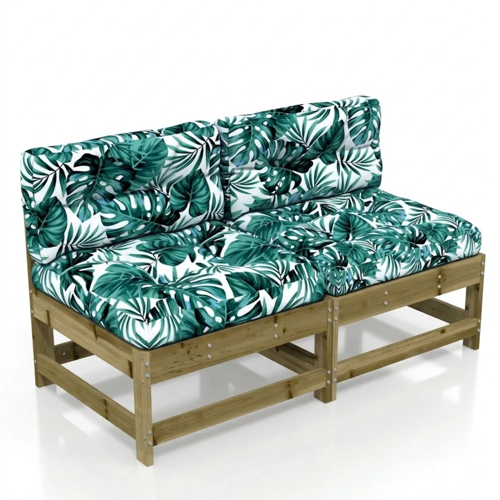 Sofás de Jardín con Cojines de Madera de Pino