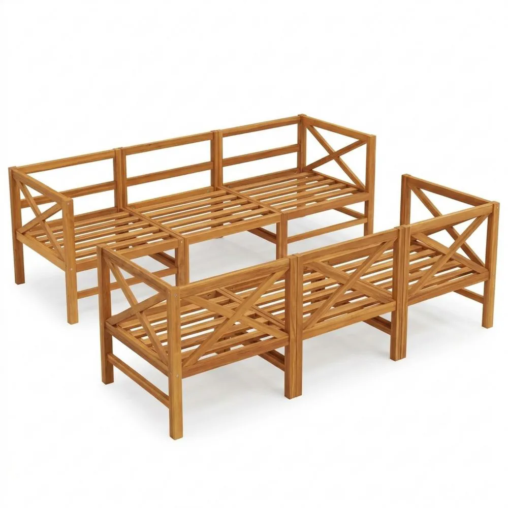 Sofá de Jardín de 3 Plazas con Cojines para Exterior