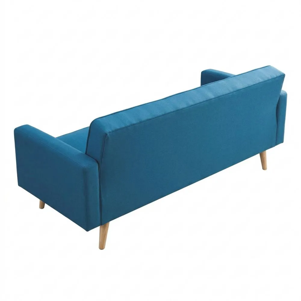 Sofá Convertible de 3 Plazas Estilo Escandinavo en Tela Azul Pato