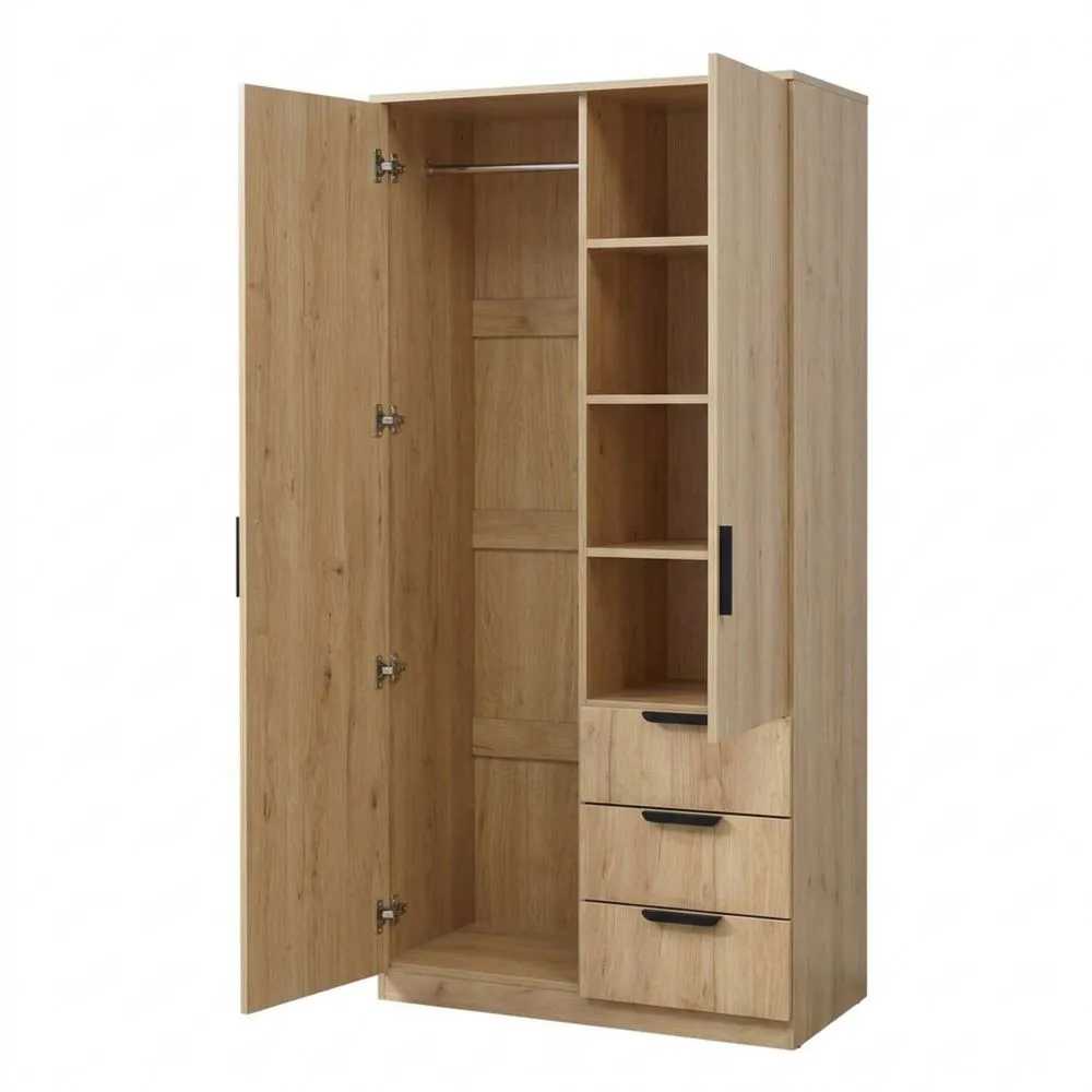 Armario para dormitorio con 2 puertas y 3 cajones
