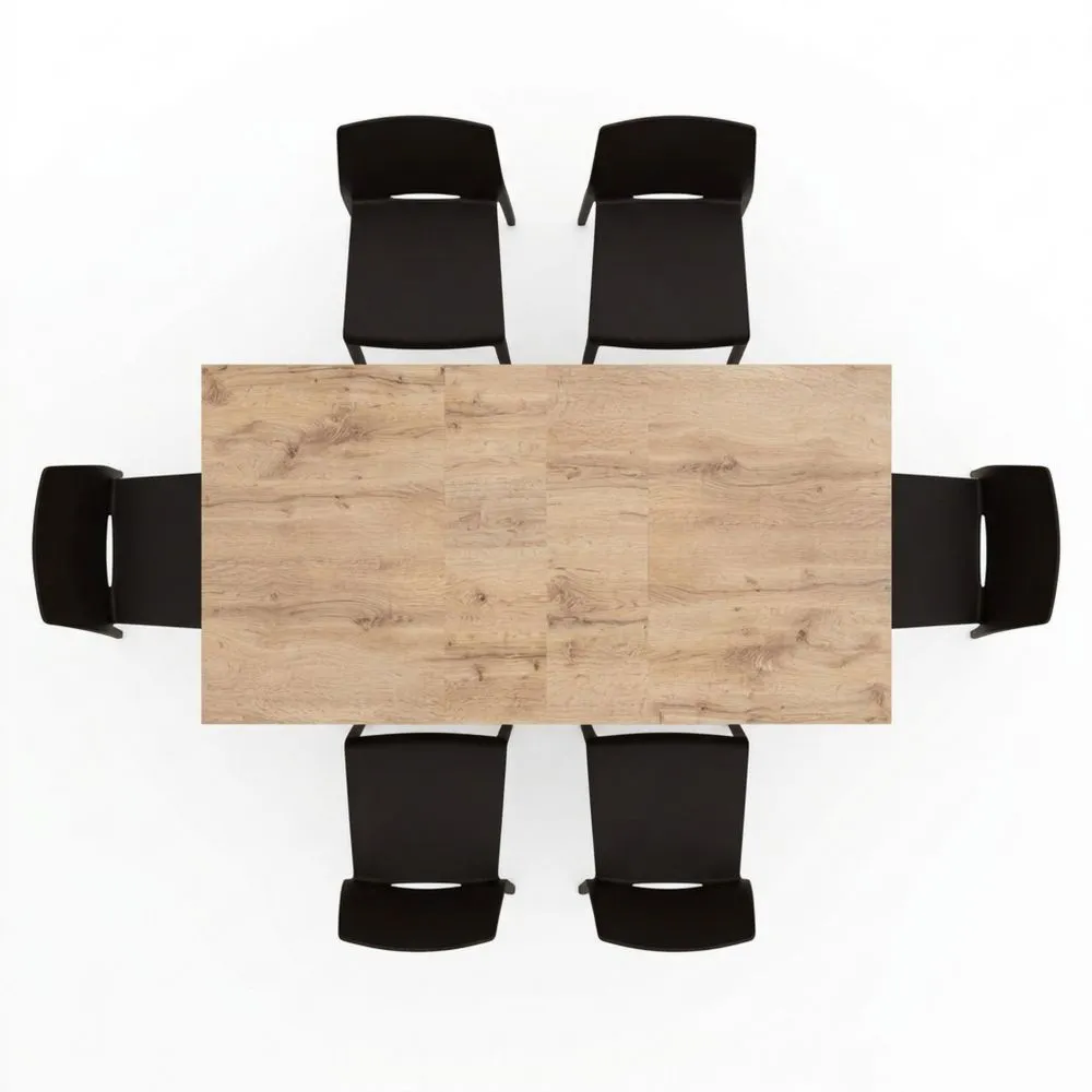 Mesa de Comedor Extensible para Cocina, 140 (220) x 90 cm, Color Madera Rústica, para 6-8 Personas