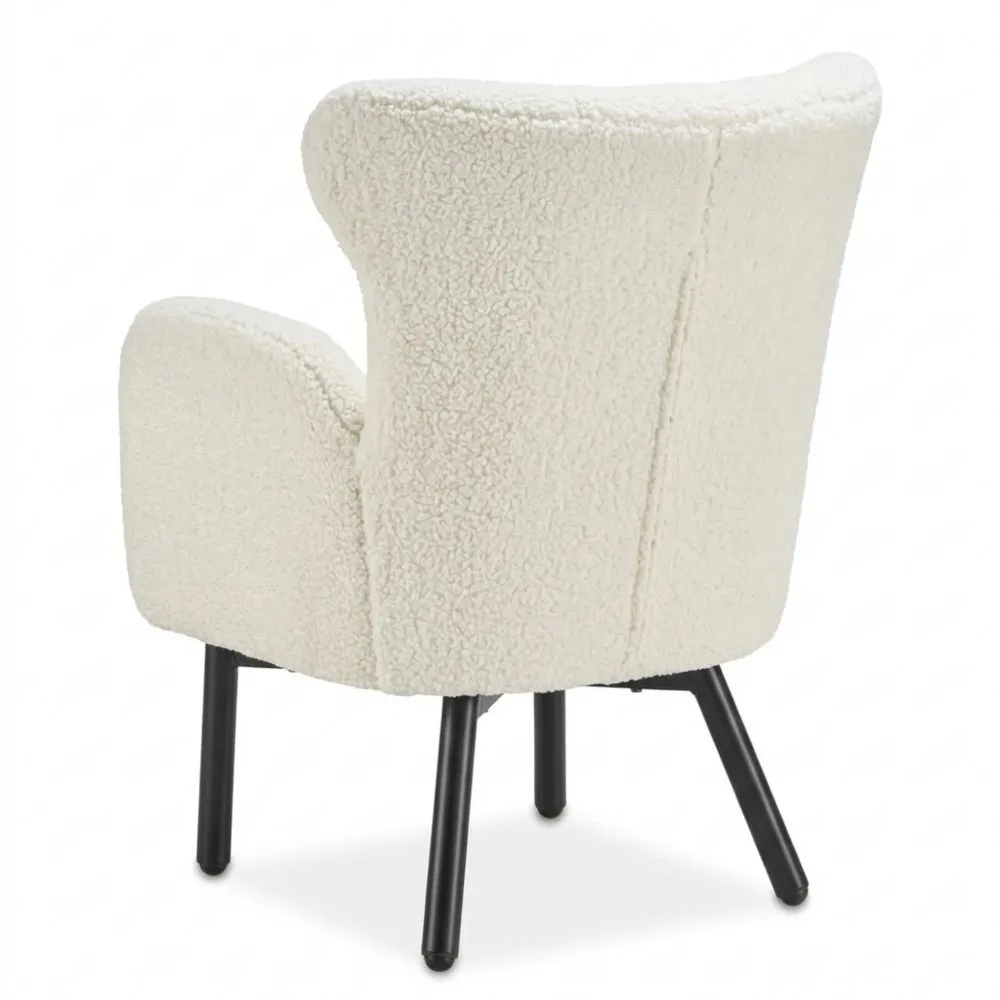 Sillón de Estilo Escandinavo con Reposabrazos y Tapizado Bouclé