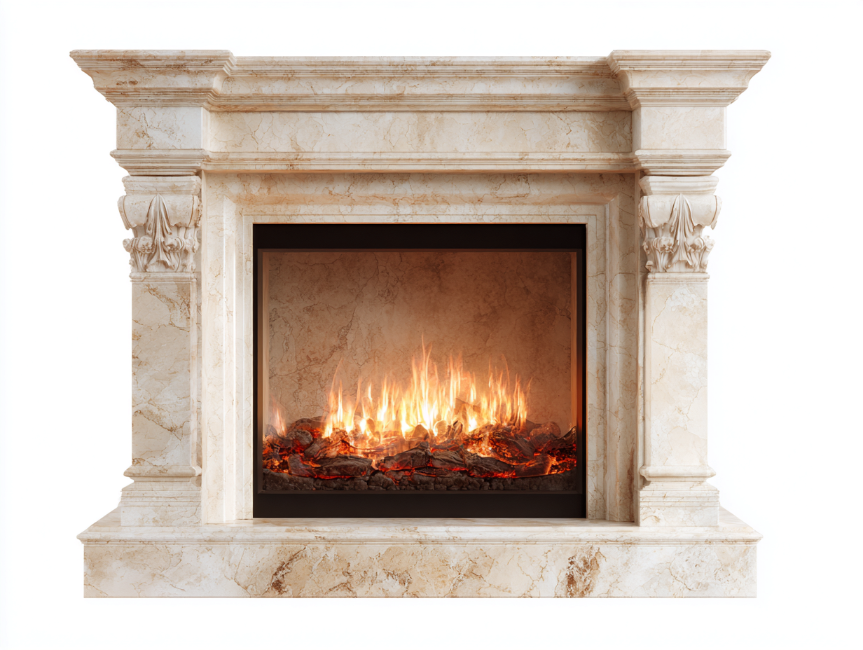 Cheminée électrique décorative effet marbre 120x40x100 cm - beige - style classique-Mimiihouse