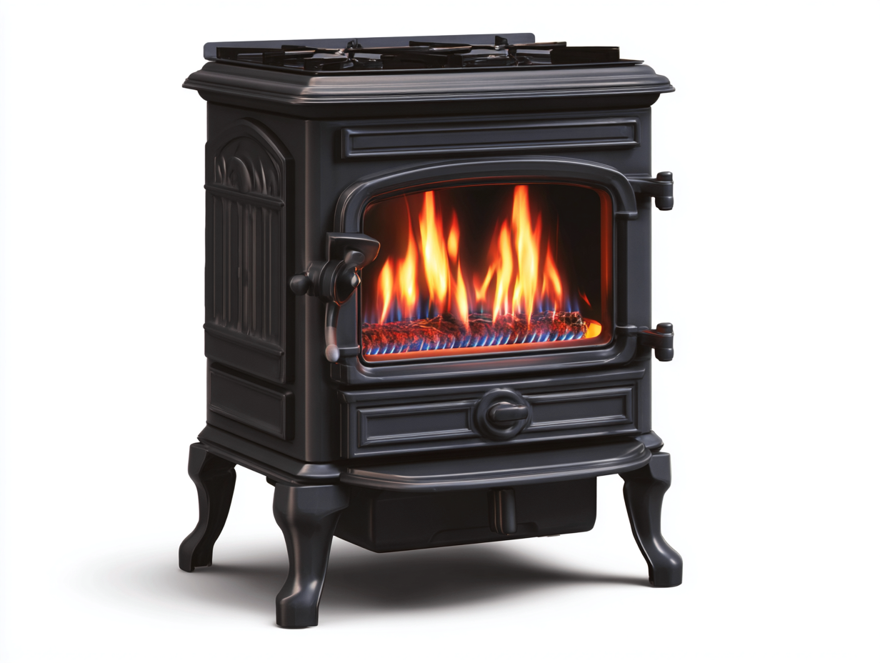 Cheminée électrique autonome effet flamme 60x45x70 cm - Noir - Style poêle classique pour intérieur-Mimiihouse