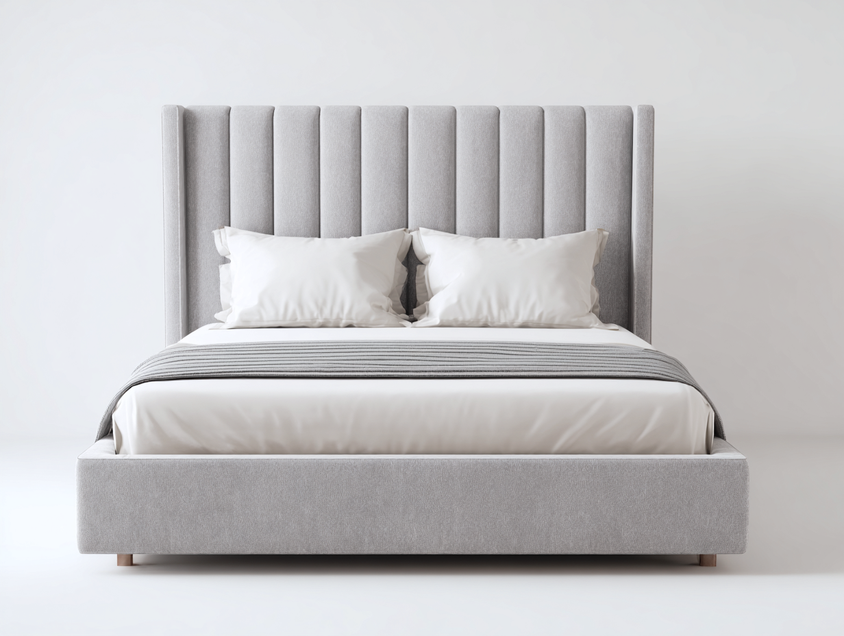 Lit double capitonné tissu 200x160x95 cm - Gris clair - Design moderne-Mimiihouse