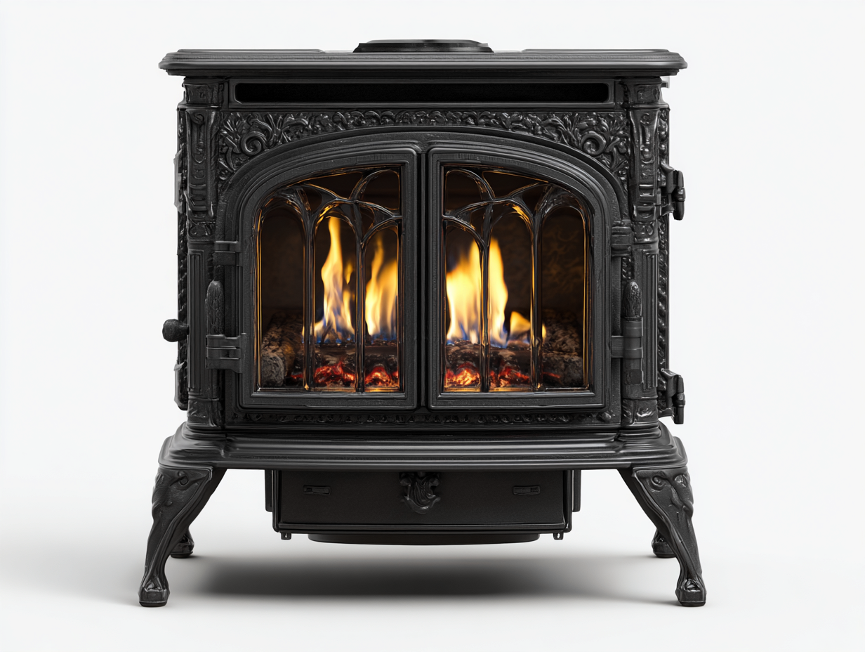 Cheminée électrique sur pied style classique 60x40x70 cm - Noir - Effet flamme décoratif-Mimiihouse