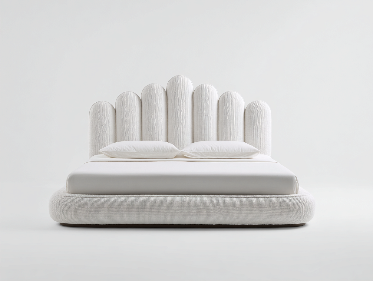 Lit double rembourré tissu 200x160x100 cm - Blanc - Design moderne-Mimiihouse