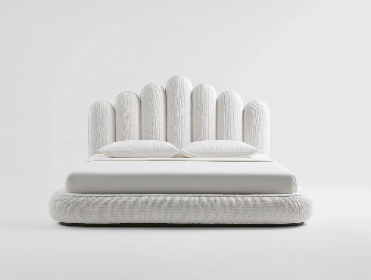 Lit double rembourré tissu 200x160x100 cm - Blanc - Design moderne-Mimiihouse