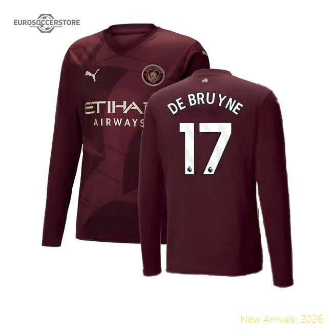 2024-2025 Man City Third Long Sleeve Shirt (De Bruyne 17)-The Soccer Shirt Hub