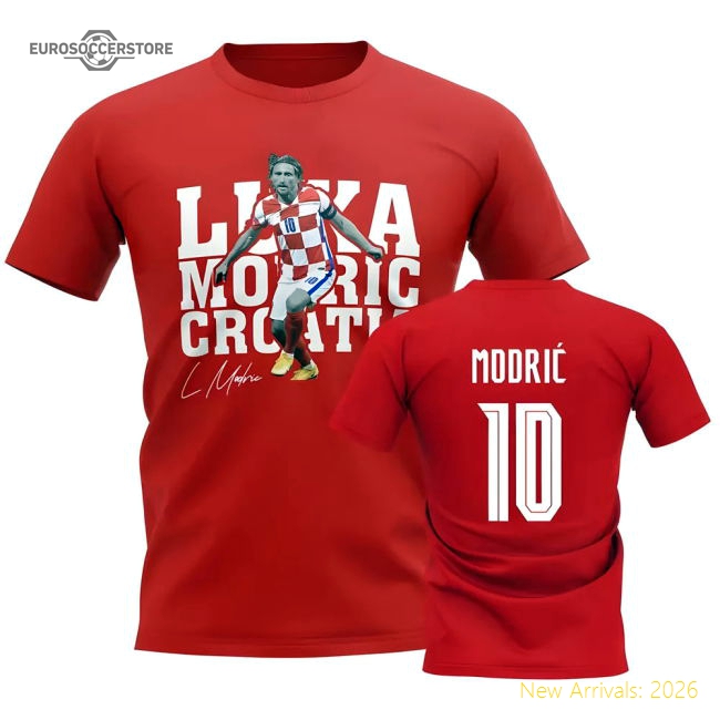Luka Modric Croatia Player Tee (Red)-The Soccer Shirt Hub