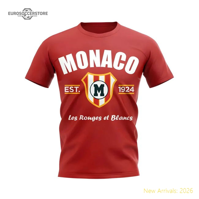 Monaco Established Football T-Shirt (Red)-The Soccer Shirt Hub