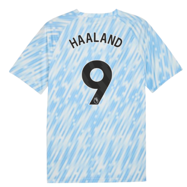 2025-2026 Man City Warm Up Jersey (Silver Sky) (Haaland 9)-The Soccer Shirt Hub