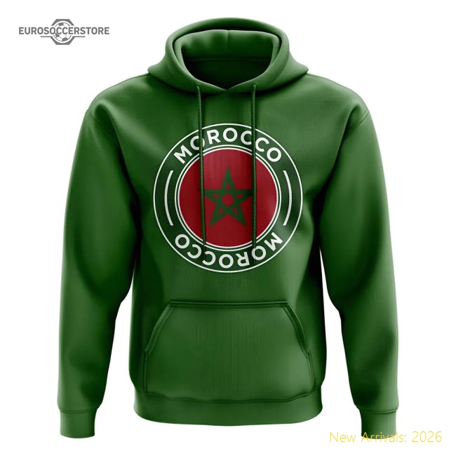 Morocco Football Badge Hoodie (Green)-The Soccer Shirt Hub